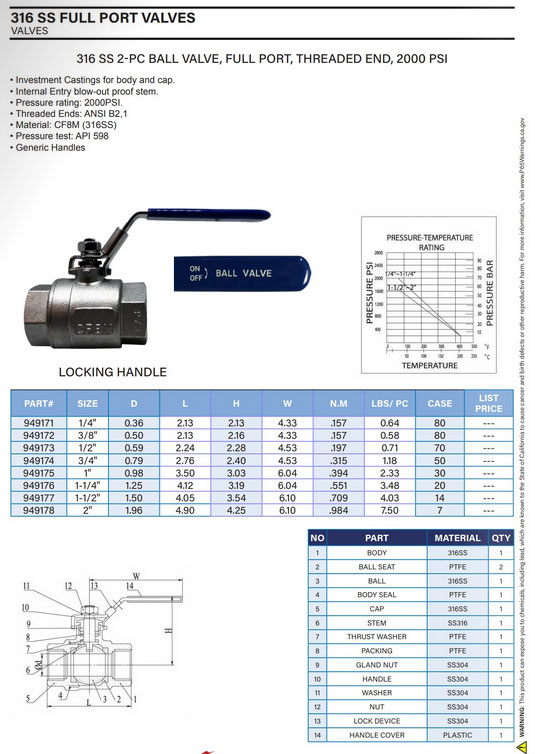 316 stainless steel full port ball valves