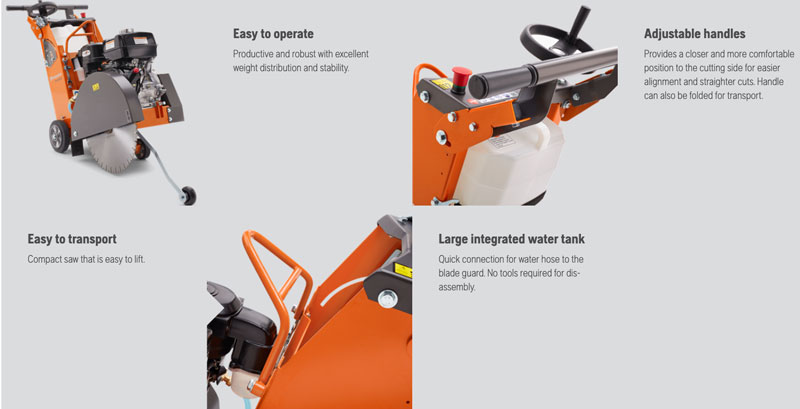 husqvarna concrete floor saw cutter with guide