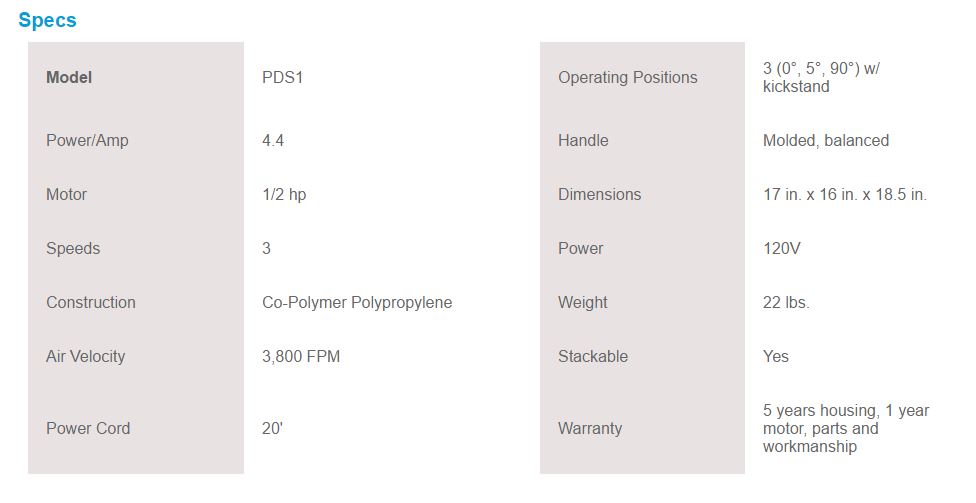 Powr-Dryer - PDS1; 3 Speed